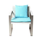 Chair | Anodized Aluminum | Cushioned | Rattan Accents | White & Turquoise