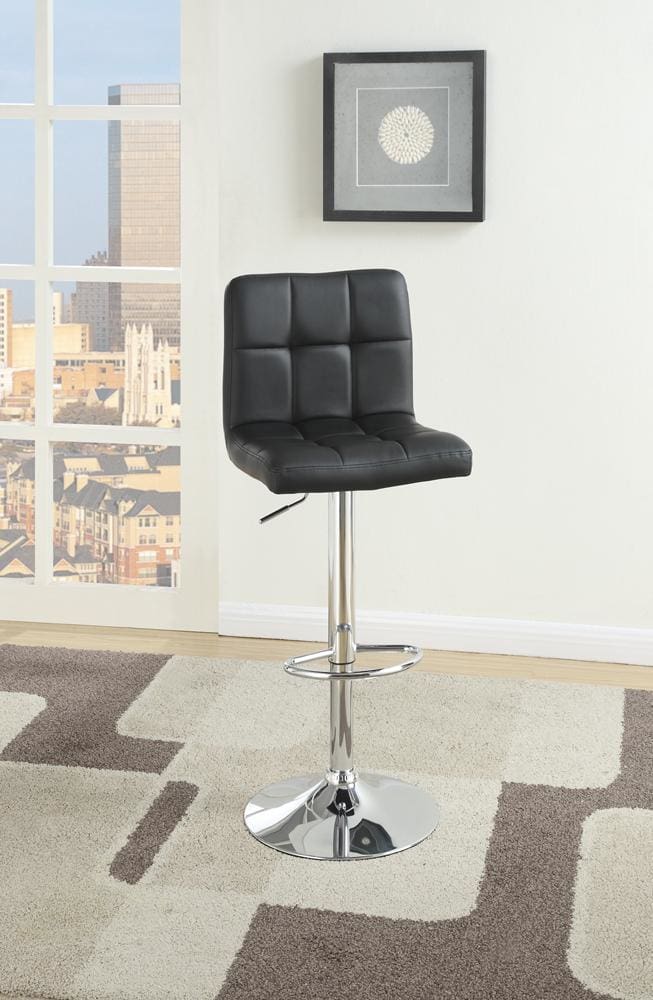 Armless Chair Style Bar Stool With Gas Lift Black And Silver Set of 2 By Poundex