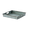 Benzara Square Galvanized Metal Tray With Handle Gray I457-AMC0012