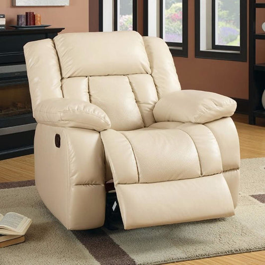 Bonded Leather Glider Recliner, Ivory By Casagear Home