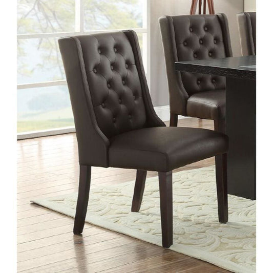 Dining Chair | Button Tufted | Royal Design | Set of 2 | Dark Brown