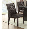 Button Tufted Royal Dining Chair, Set Of 2, Dark Brown