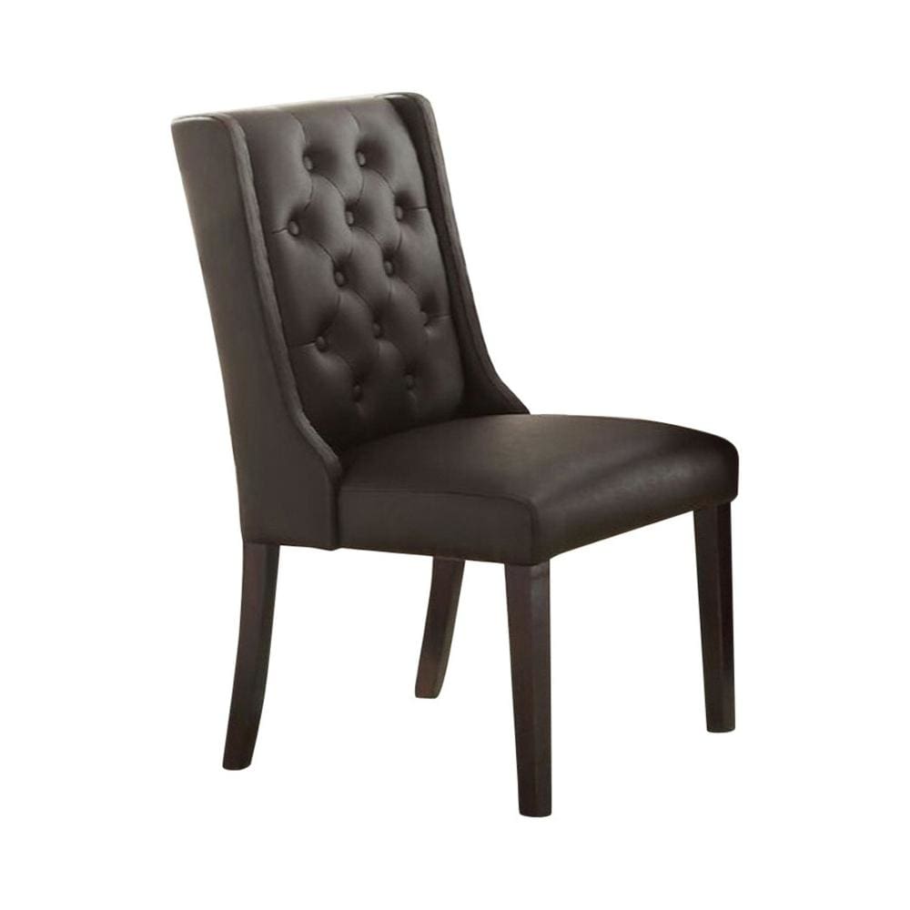 Button Tufted Royal Dining Chair Set Of 2 Dark Brown PDX-F1501