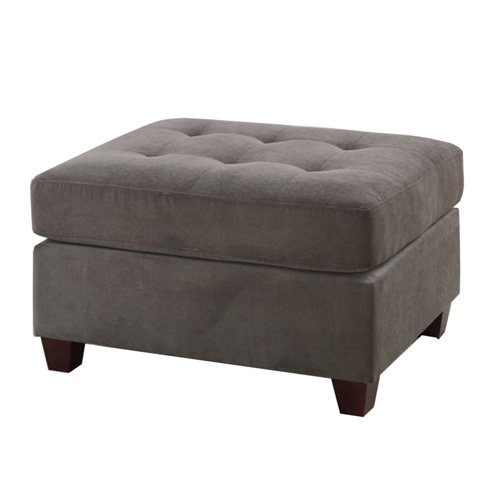 Cocktail Ottoman In Charcoal Gray Waffle Suede Fabric