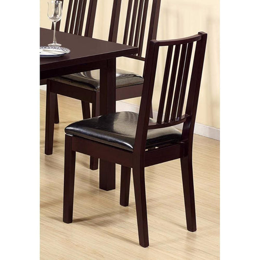 Comfortable Dining Chair With Lustrous Finish Seat, Set of Two, Dark Brown
