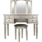 Commodious Vanity Set Featuring Stool And Mirror Silver By Poundex PDX-F4079