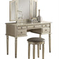 Commodious Vanity Set Featuring Stool And Mirror Silver By Poundex