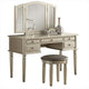 Vanity Set | Commodious Design | Stool & Mirror | Silver