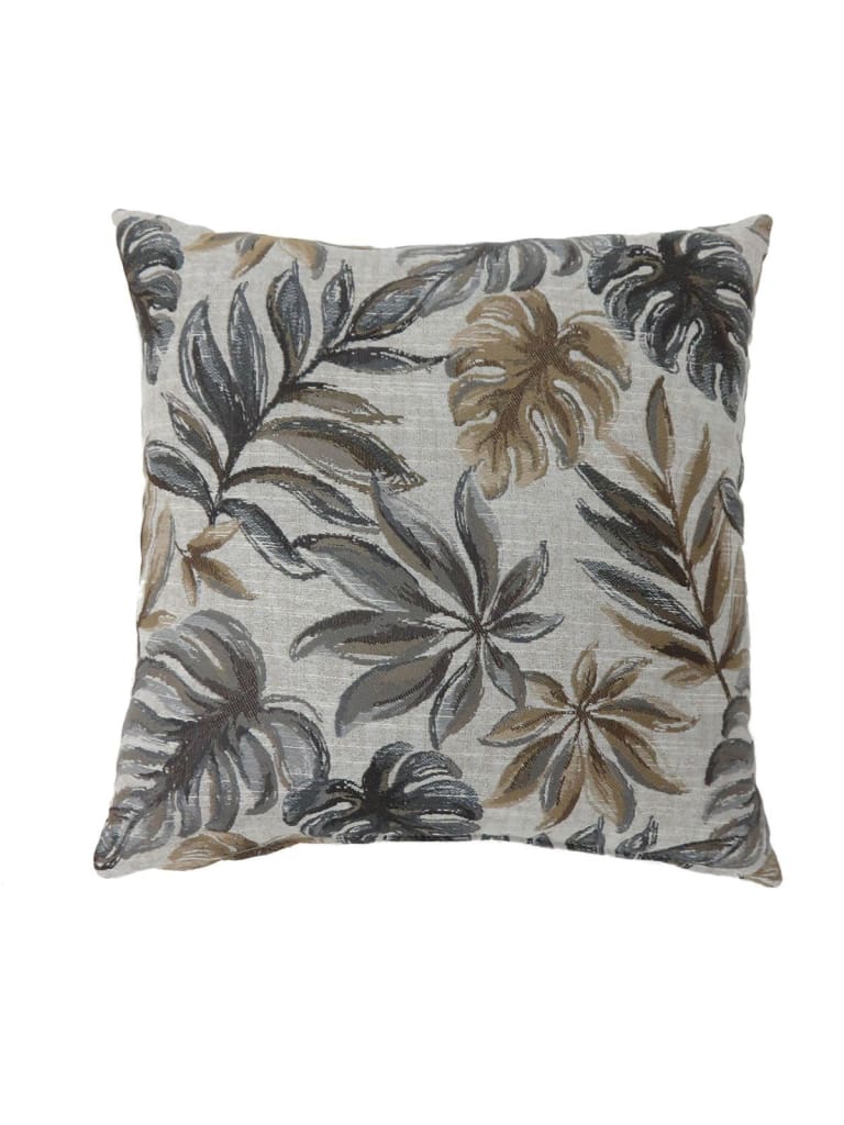 Contemporary Style Leaf Designed Set of 2 Throw Pillows, Gray -PL6027GY-S-2PK By Casagear Home