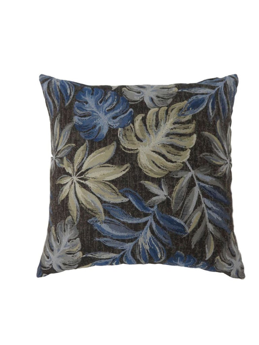 Contemporary Style Leaf Designed Set of 2 Throw Pillows, Navy Blue -PL6027NV-L-2PK By Casagear Home