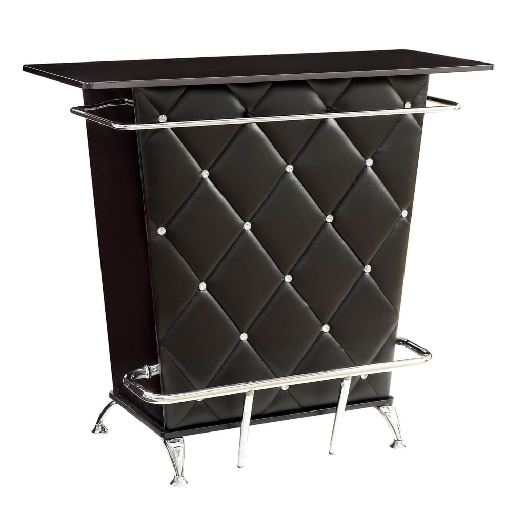 Bar Table | Padded | Button Tufting | Faux Leather | Black Finish