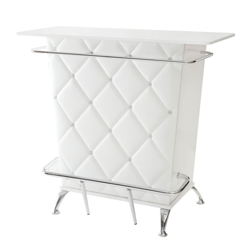 Bar Table | Padded | Button Tufting | Faux Leather | White Finish