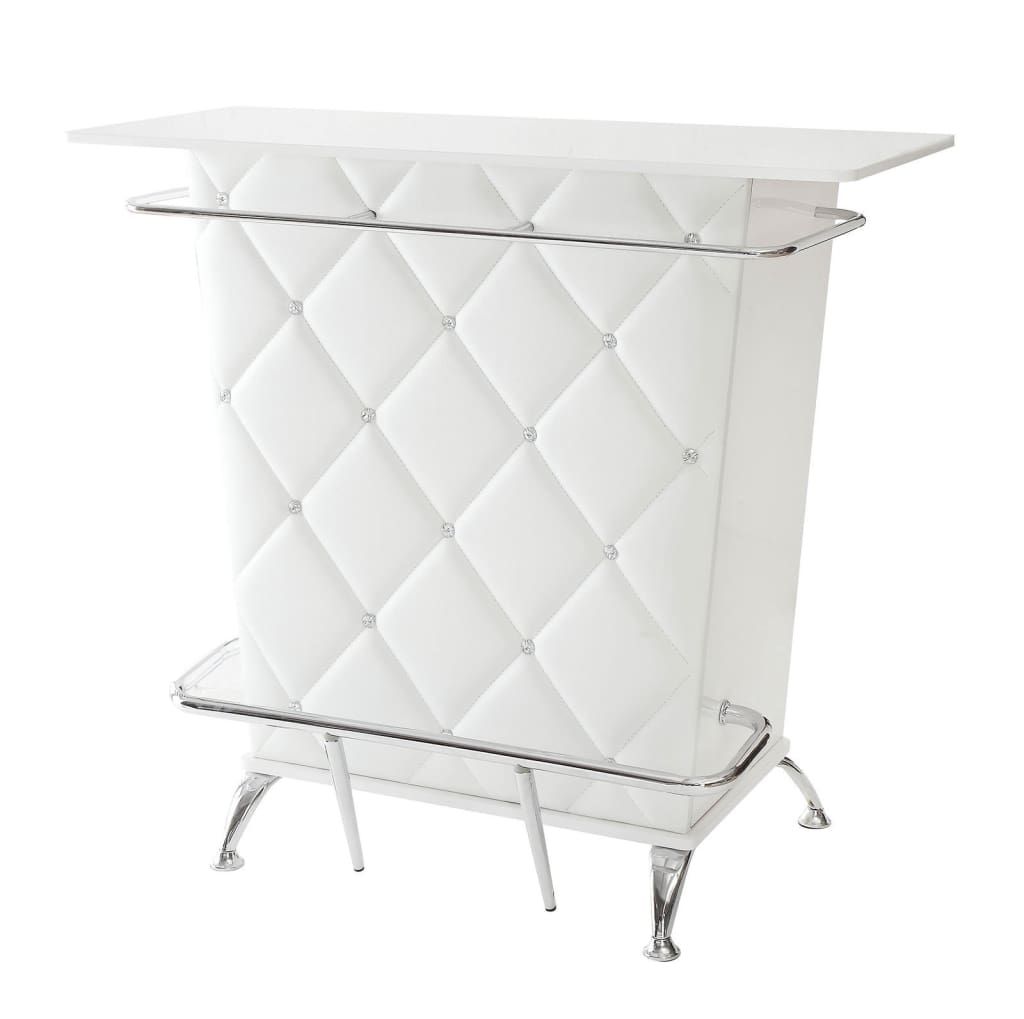 Bar Table | Padded | Button Tufting | Faux Leather | White Finish
