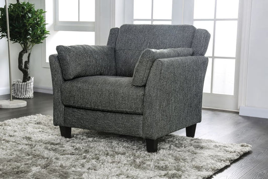 Contemporary Style Linen like Fabric Upholstered Wooden Chair with Tapered Legs, Gray - CM6020-CH