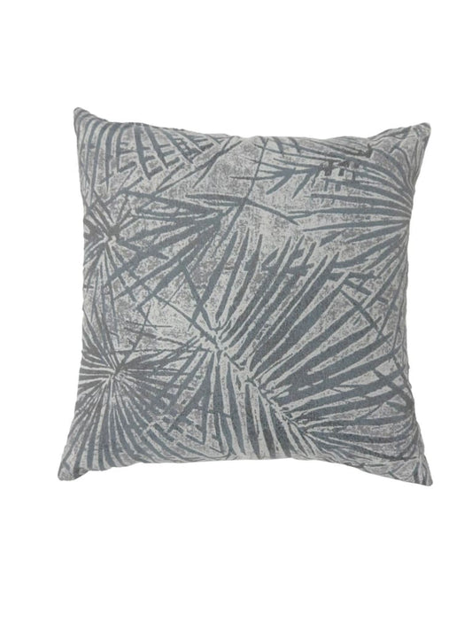 Contemporary Style Palm Leaves Designed Set of 2 Throw Pillows, Gray By Casagear Home