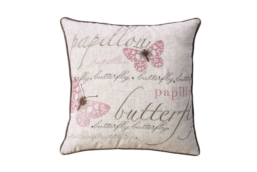 Contemporary Style Set of 2 Throw Pillows With Butterfly Motifs , natural By Casagear Home