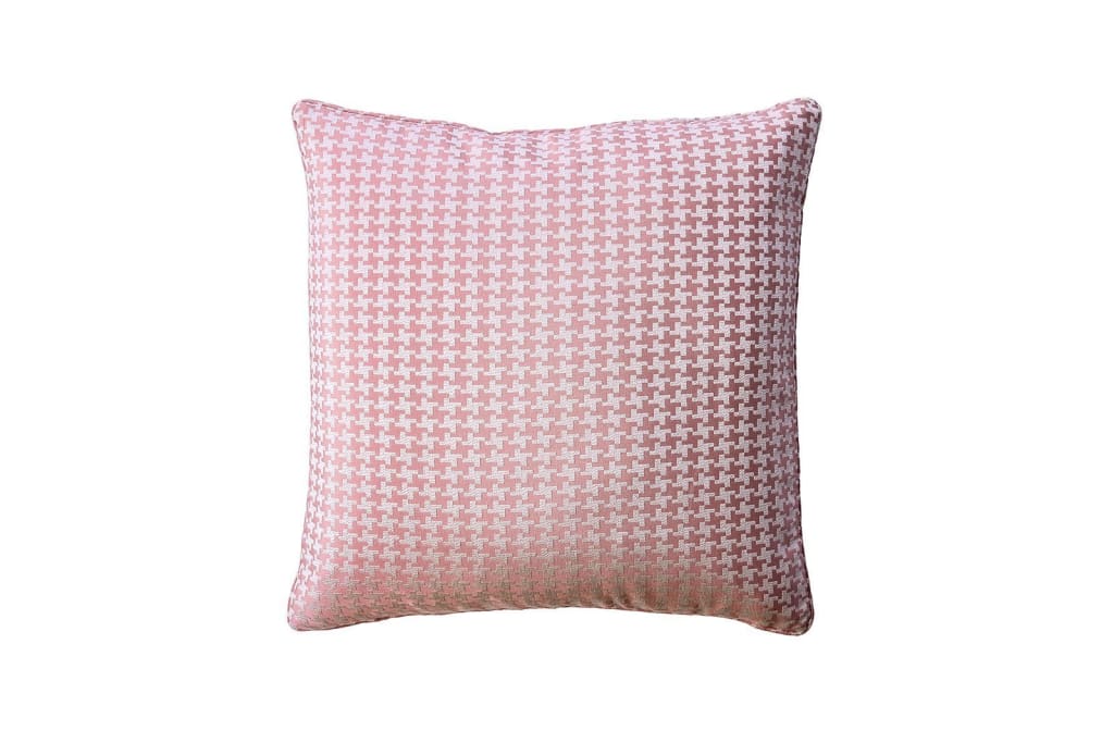 Contemporary Style Set of 2 Throw Pillows With Houndstooth Patterns, Rose Pink By Casagear Home
