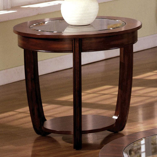 Crystal Falls Transitional End Table , Dark Cherry By Casagear Home
