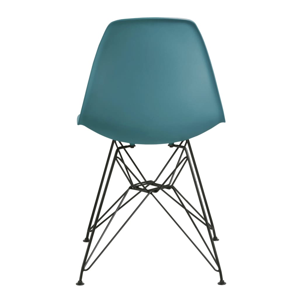 Deep Back Plastic Chair with Metal Eiffel Style Legs Ocean Blue and Black MSF-9L5666R