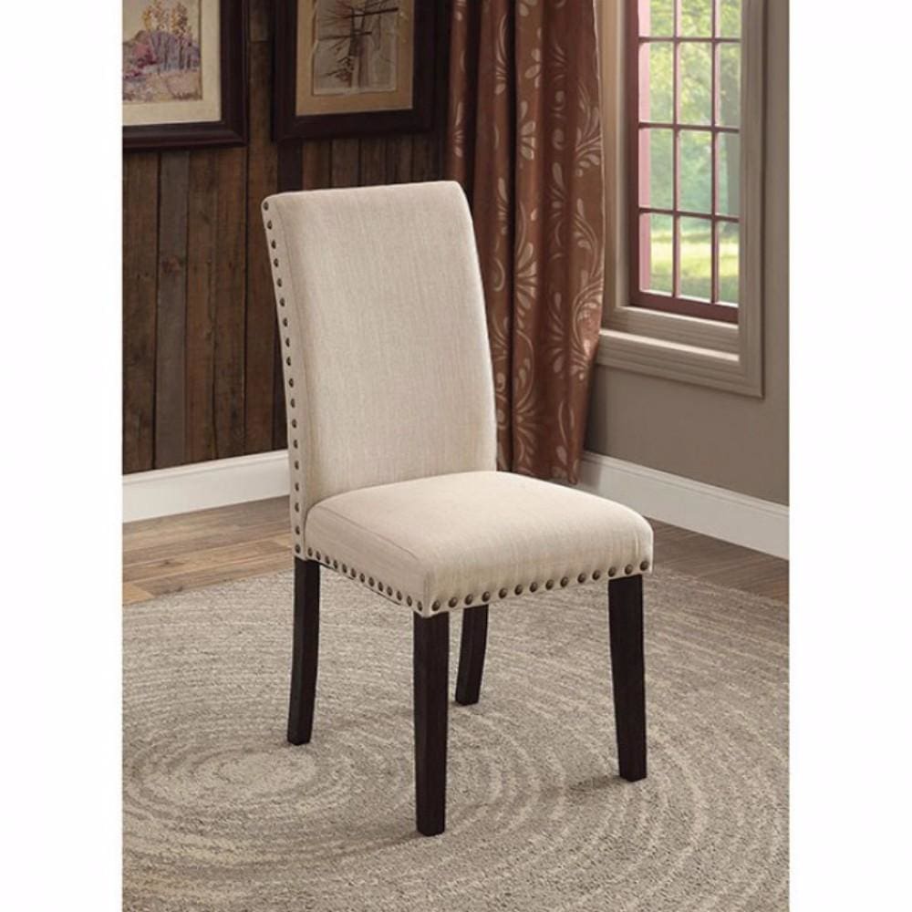 Dodson I Transitional Side Chair, Ivory And Black, Set of 2 By Casagear Home