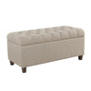 Storage Bench | Fabric Upholstered | Button Tufted | Beige Brown