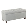 Fabric Upholstered Button Tufted Wooden Bench With Hinged Storage, Light Gray and Brown - K6138-F2206 By Casagear Home