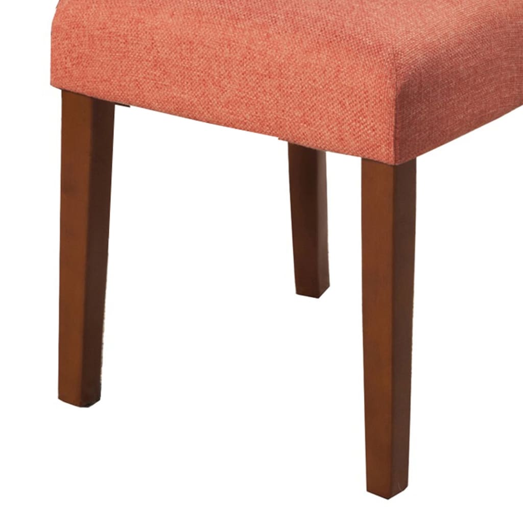 Fabric Upholstered Parson Dining Chair with Wooden Legs Orange and Brown Set of Two - K6805-F1569 KFN-K6805-F1569