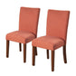 Fabric Upholstered Parson Dining Chair with Wooden Legs, Orange and Brown, Set of Two - K6805-F1569 By Casagear Home