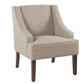 Fabric Upholstered Wooden Accent Chair with Swooping Armrests, Beige and Brown - K6499-F2207 By Casagear Home
