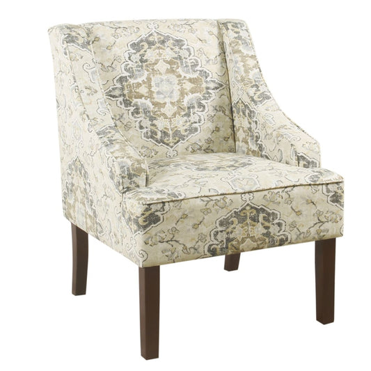 Fabric Upholstered Wooden Accent Chair with Swooping Armrests, Multicolor - K6499-A862 By Casagear Home