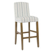Fabric Upholstered Wooden Barstool with Striped Cushioned Seat, White and Blue - K7576-29-F2230 By Casagear Home