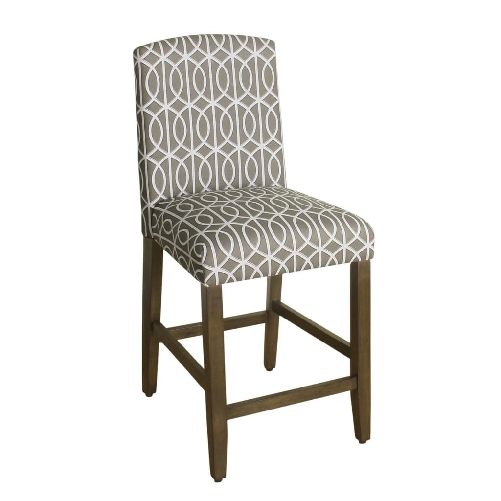 Fabric Upholstered Wooden Barstool with Trellis Pattern Cushioned Seat, Multicolor - K7576-24-A769 By Casagear Home