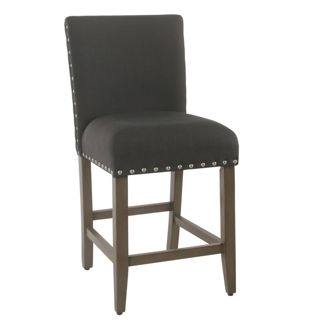 Fabric Upholstered Wooden Counter Height Stool with Nail Head Trim Accent, Black - K7570-24-F2105 By Casagear Home