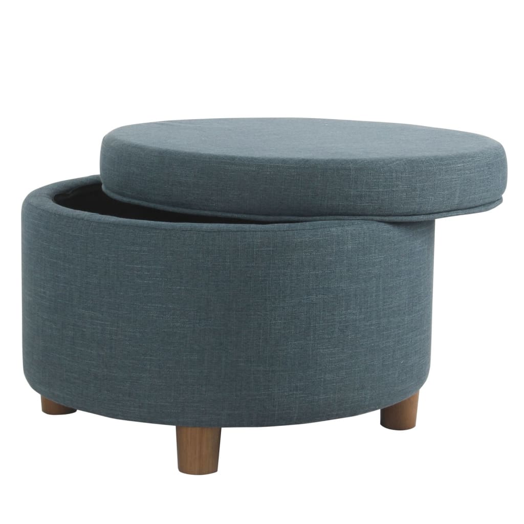Fabric Upholstered Wooden Ottoman with Lift Off Lid Storage Teal Blue - K7703-F2273 KFN-K7703-F2273