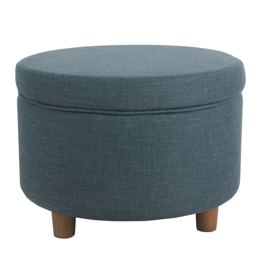 Fabric Upholstered Wooden Ottoman with Lift Off Lid Storage, Teal Blue - K7703-F2273 By Casagear Home