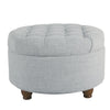 Ottoman | Tufted Lift Off Lid Storage | Fabric Upholstery | Light Blue