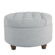 Ottoman | Tufted Lift Off Lid Storage | Fabric Upholstery | Light Blue
