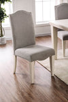 Side Chair Set of 2 | Fabric Upholstered | White Gray