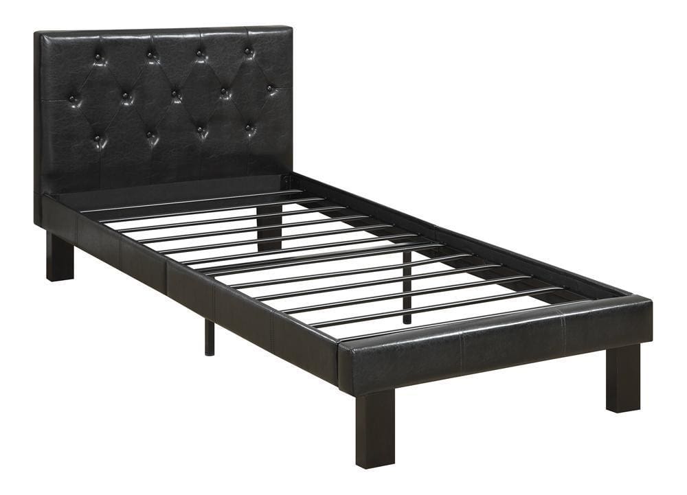 Faux Leather Upholstered Full size Bed With tufted Headboard Black