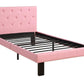 Faux Leather Upholstered Twin size Bed With tufted Headboard Pink