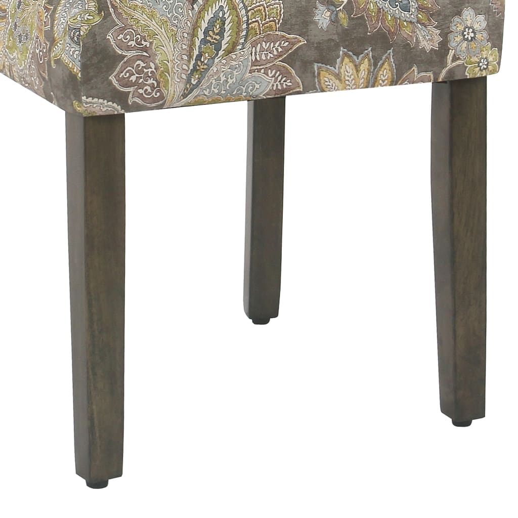 Floral Print Fabric Upholstered Parsons Chair with Wooden Legs Multicolor Set of Two - K6805-A824 KFN-K6805-A824