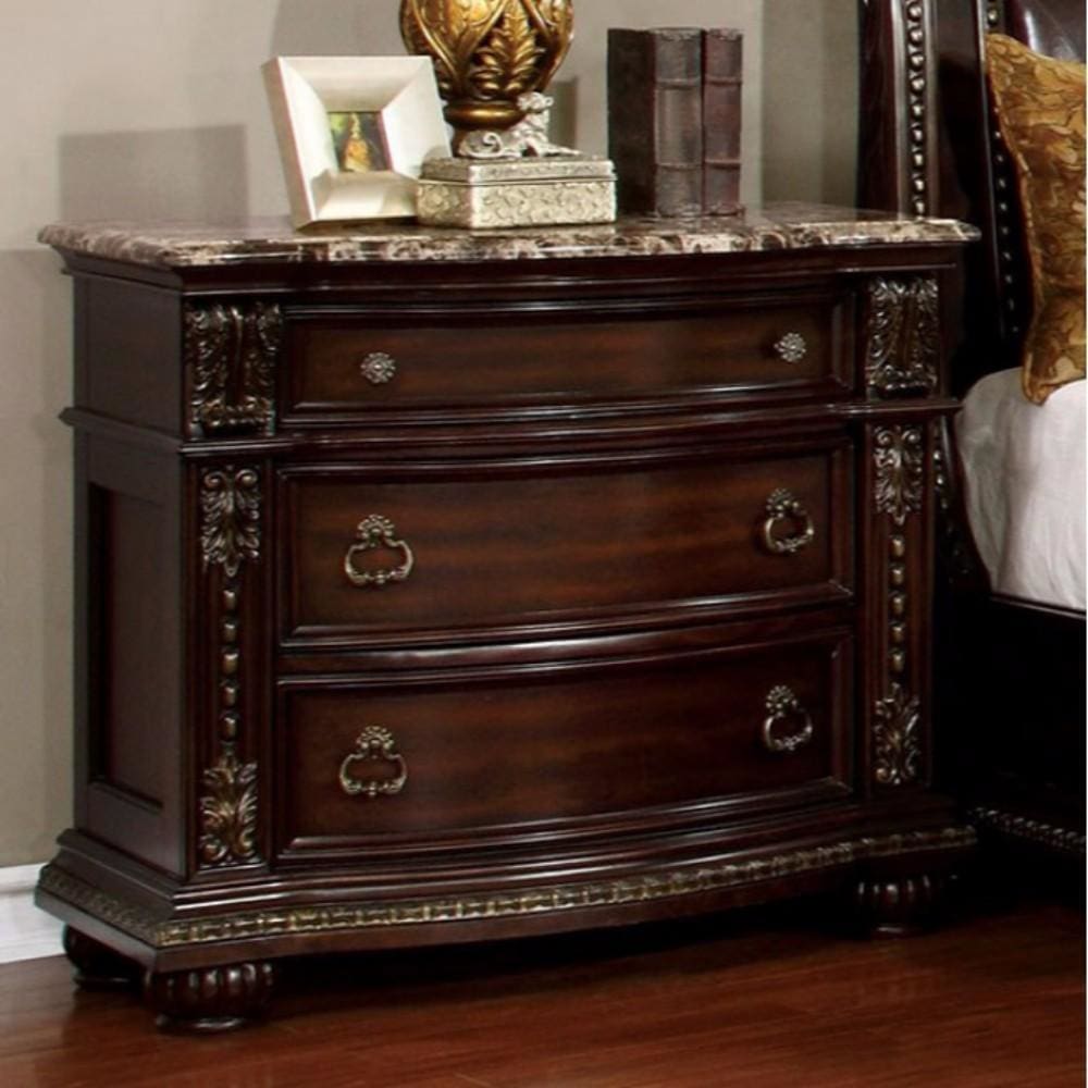 Fromberg Traditional Style Night Stand, Brown Cherry By Casagear Home