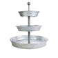 Galvanized Metal 3 Tiered Round Serving Tray, Gray