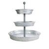 Galvanized Metal 3 Tiered Round Serving Tray, Gray