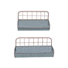 Galvanized Metal Wall Iron Shelves With Wired Back Set of 2 Gray I305-HGM016