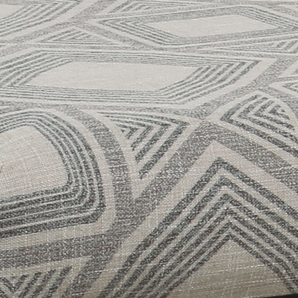 Geometric Pattern Fabric Upholstered Ottoman with X Shape Metal Legs Gray and Cream - K7401-F2348 KFN-K7401-F2348