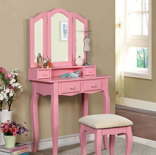 JANELLE Transitional Vanity, Pink By Casagear Home