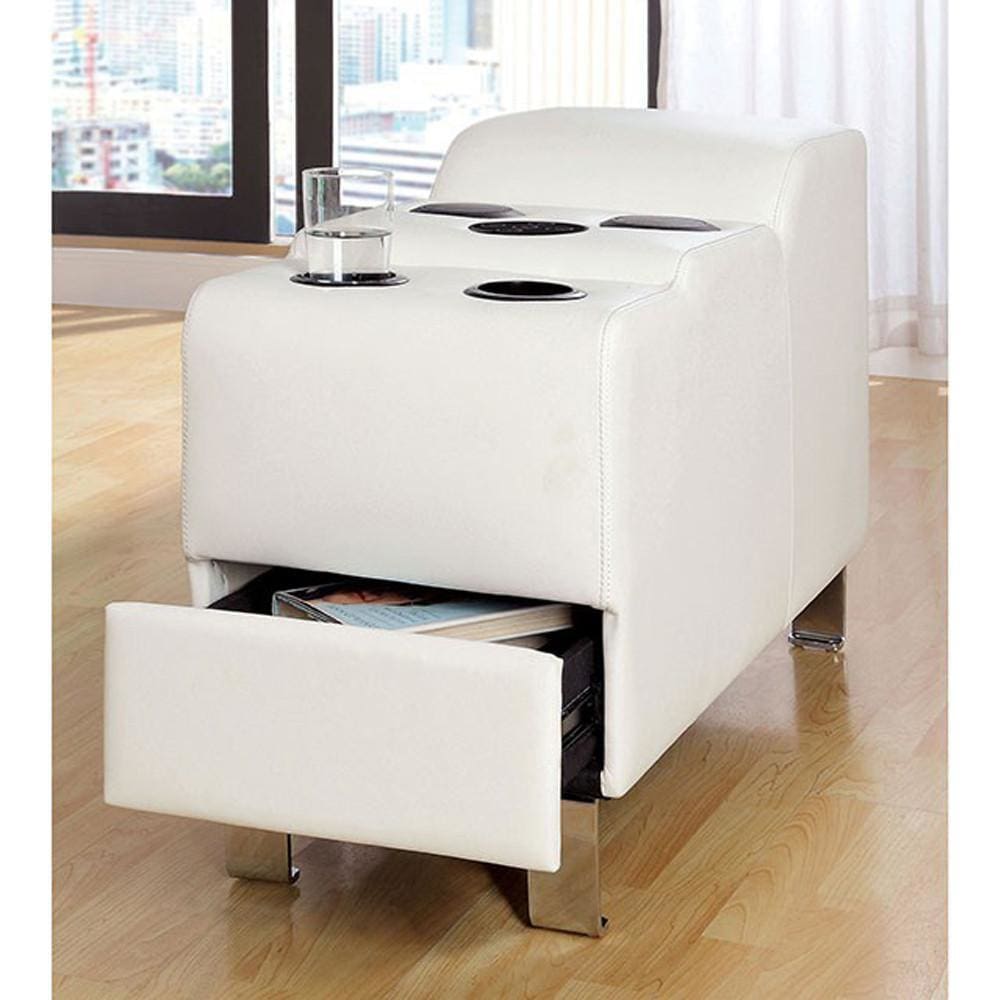 Kemina  Bonded Leather White Speaker Console By Casagear Home