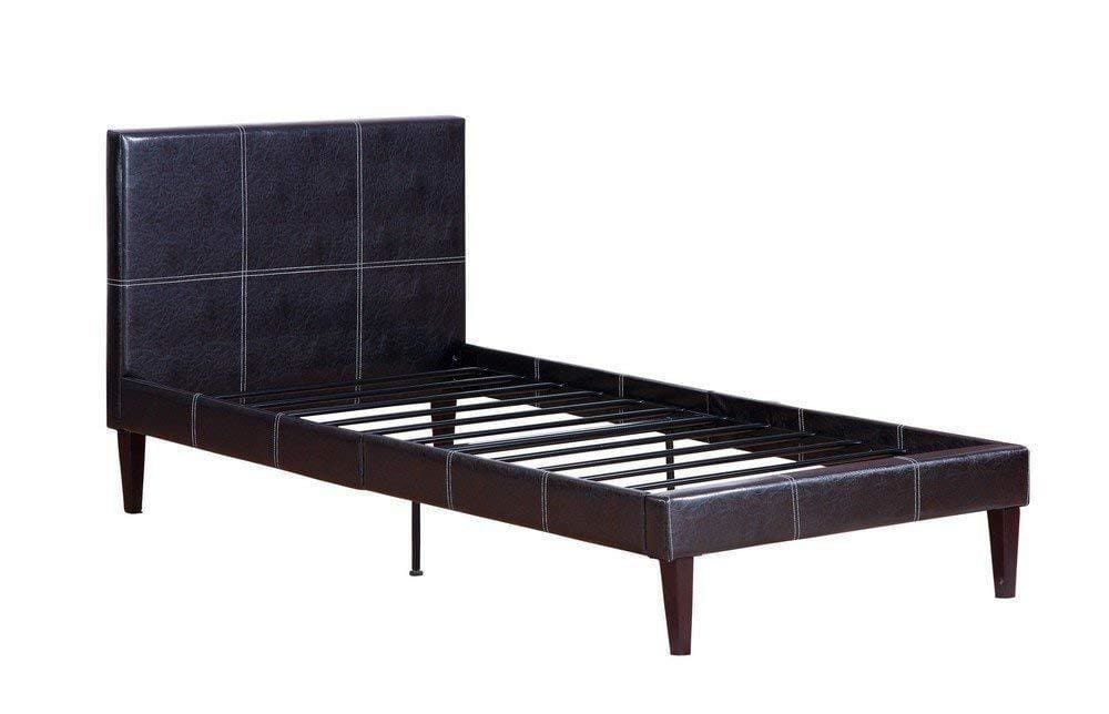 Leather Upholstered Bed With Slats Brown By Poundex PDX-F9212F