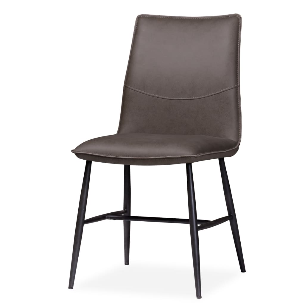 Leather Upholstered Metal Chair with Decorative Top Stitching Latte Brown and Black MSF-9LK266K